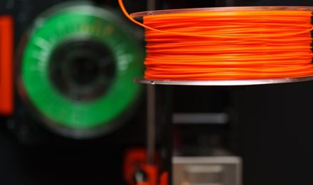 Spools of colourful 3D printer filament